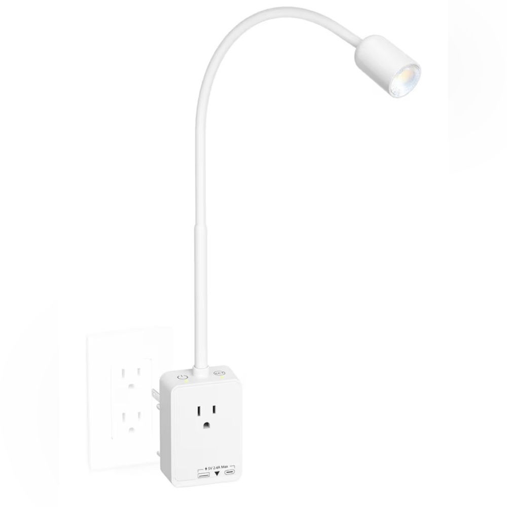 White Smart Plug with Flexible LED Light